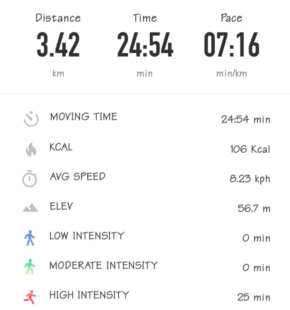 My running stats. Still recovering from my abductor strain